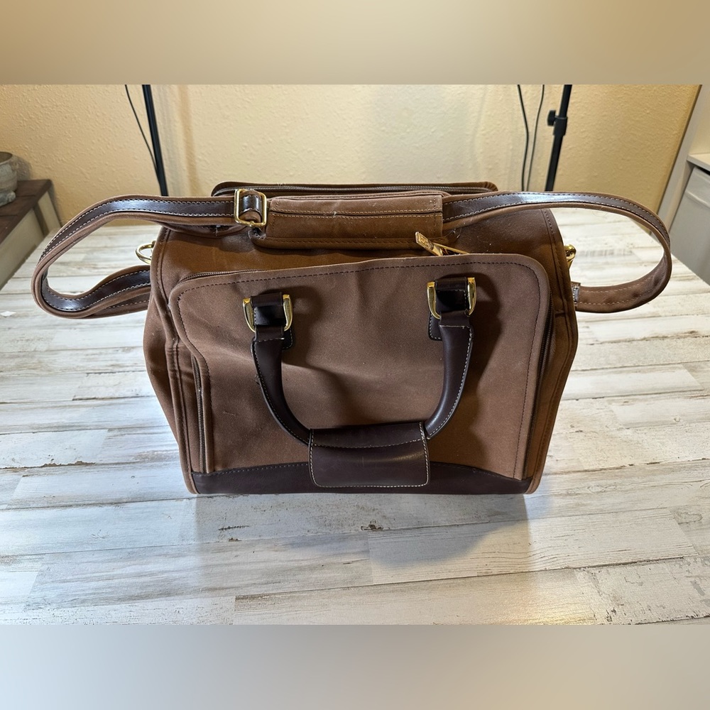 Diane Von Furstenberg DVG Brown Canvas & Leather Classic Crossbody Travel Bag